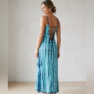 Women’s Blue Tie-Dye Slip Dress